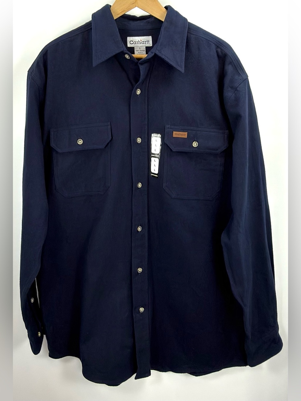 Carhartt S149 Men’s Large Navy Cotton Long Sleeve Work Shirt NWT